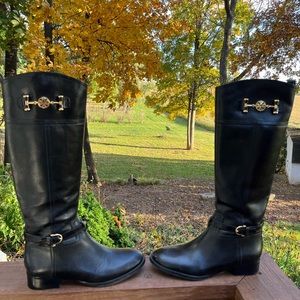 Tall black leather Tory Burch boots